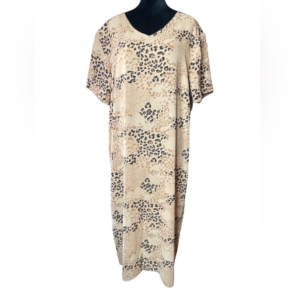 Premier International Leopard Print Tan & Black Maxi Y2K Dress